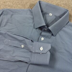 State & Liberty Blue Micro Houndstooth Performance Button Down Men's Sz M